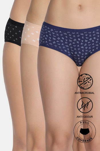 Buy Zivame Low Rise Full Coverage Hipster Panty  (Pack of 3) - Multicolor